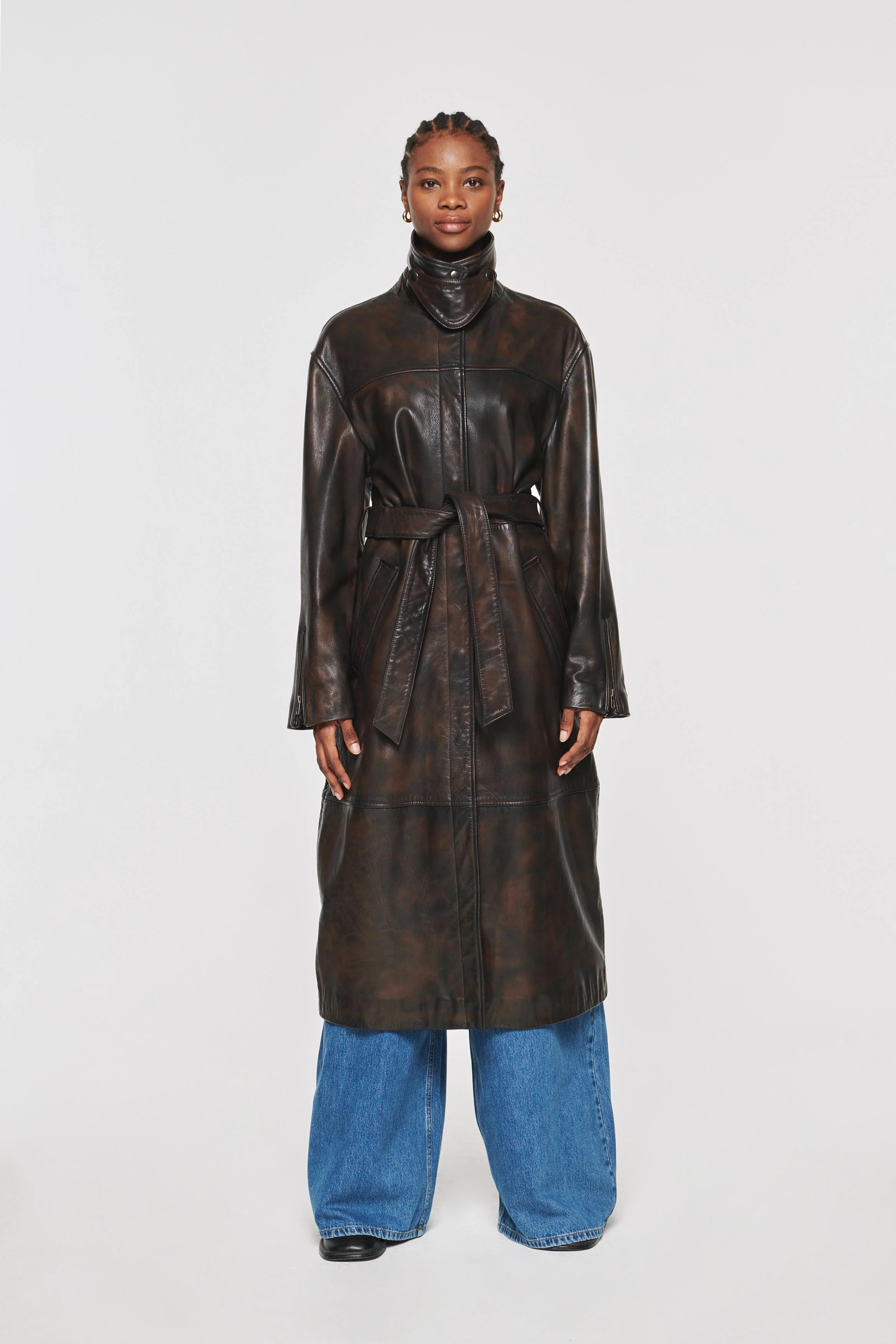 Jole | Leather Trench Coat in Chocolate Martini | ALIGNE | ALIGNE USA