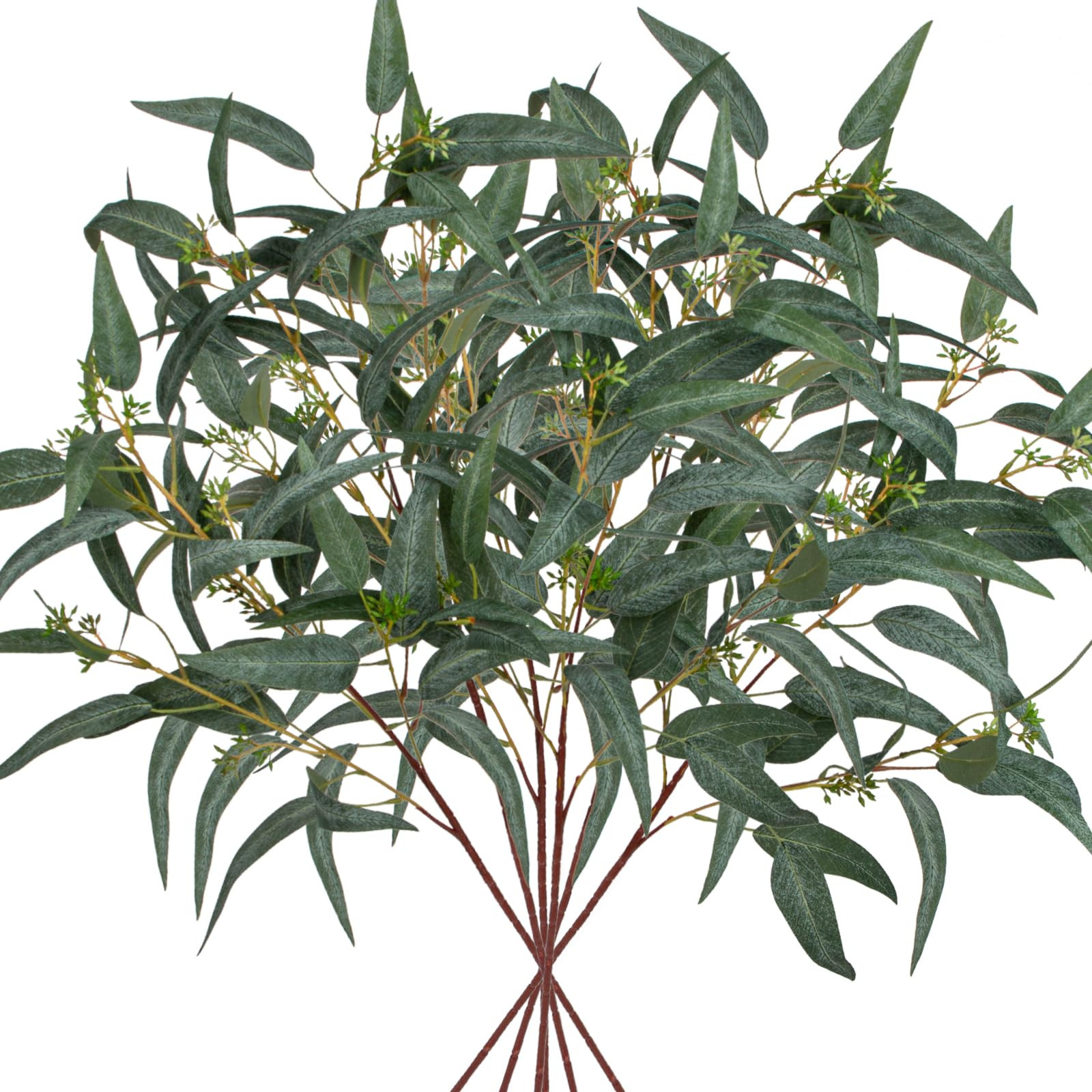Faux Eucalyptus Stems Willow Eucalyptus Leaves 34” Long Fake Salix Leaves 6 Pcs Artificial Gree... | Amazon (US)