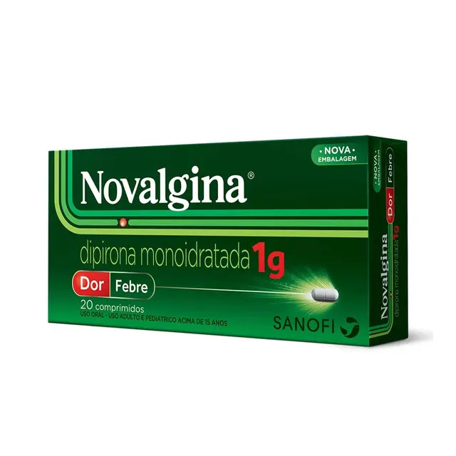 Analgésico e Antitérmico Novalgina 1g 20 comprimidos com menor preço | Droga Raia | DrogaRaia (BR)