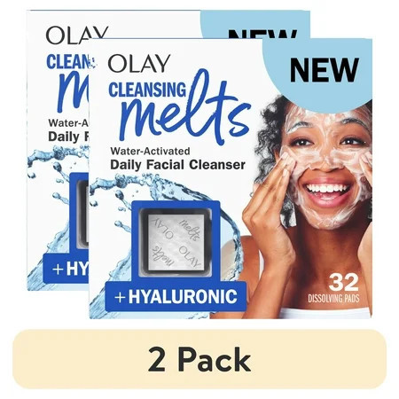 (2 pack) Olay Cleansing Melts + Retinol Face Cleanser, 32 count, Water-Activated Face Wash Cleans, Tones, and Refreshes Skin | Walmart (US)
