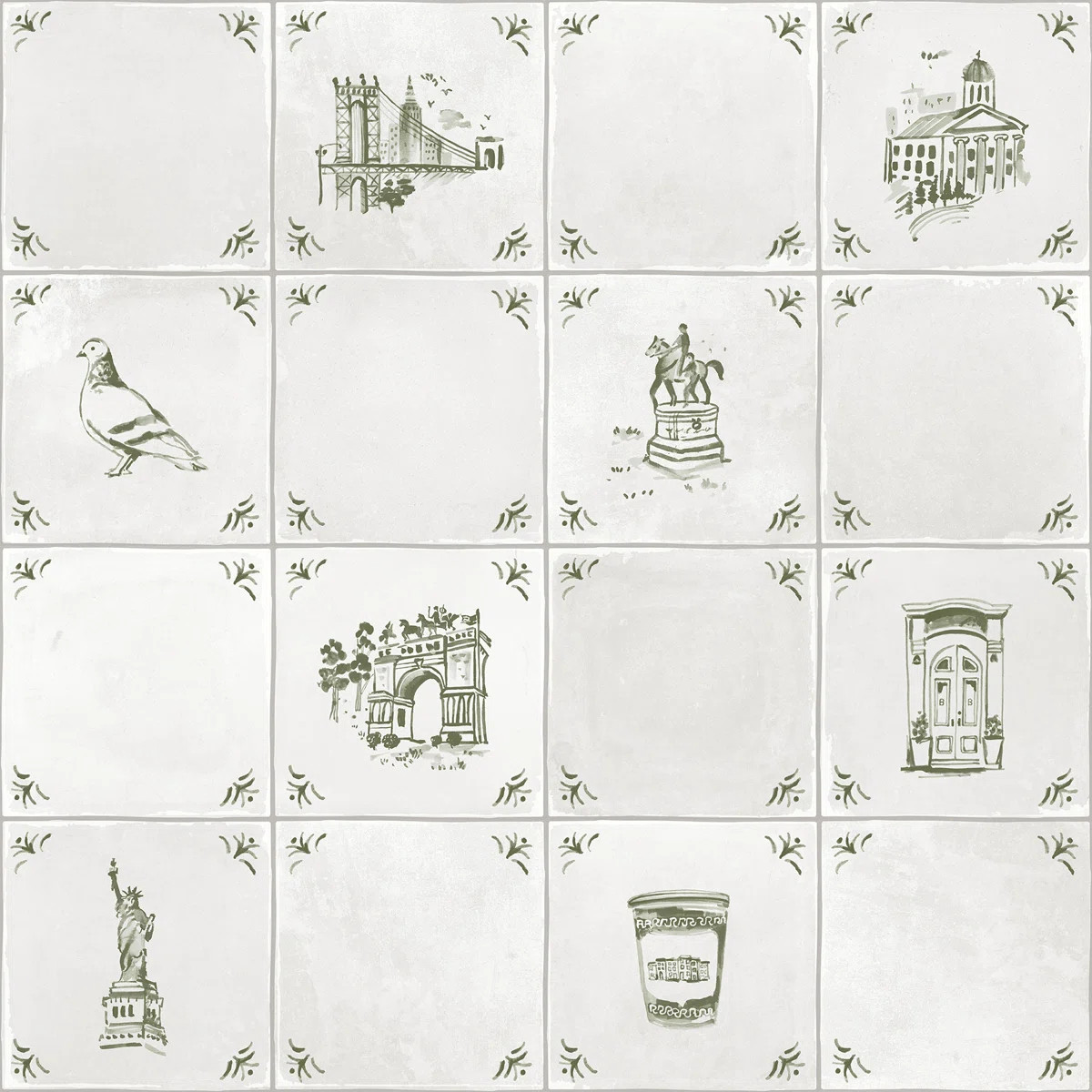 Brooklyn Delft Ivy Peel and Stick Wallpaper | Wayfair North America