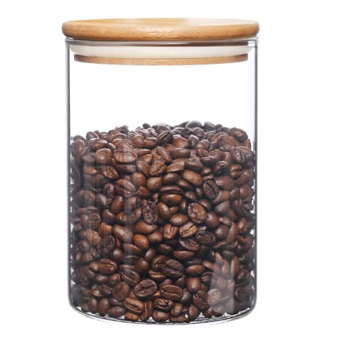 umieo Glass Food Storage Containers with Bamboo Lids Large Glass Food Storage Jars for Coffee Bar Tea Sugar (‎Clear Glass) | Amazon (US)
