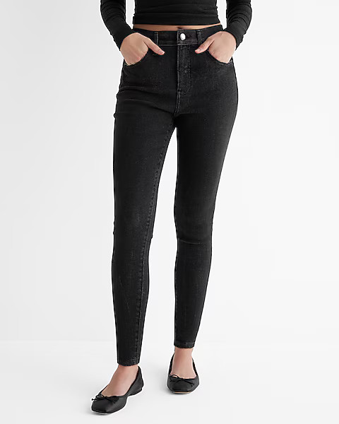 High Waisted Black Skinny Jeans | Express