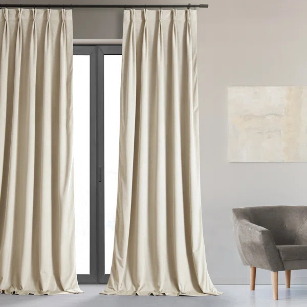 Balone French Pleated Signature Velvet Thermal Lined 100% Blackout Curtains for Bedroom & Living ... | Wayfair North America