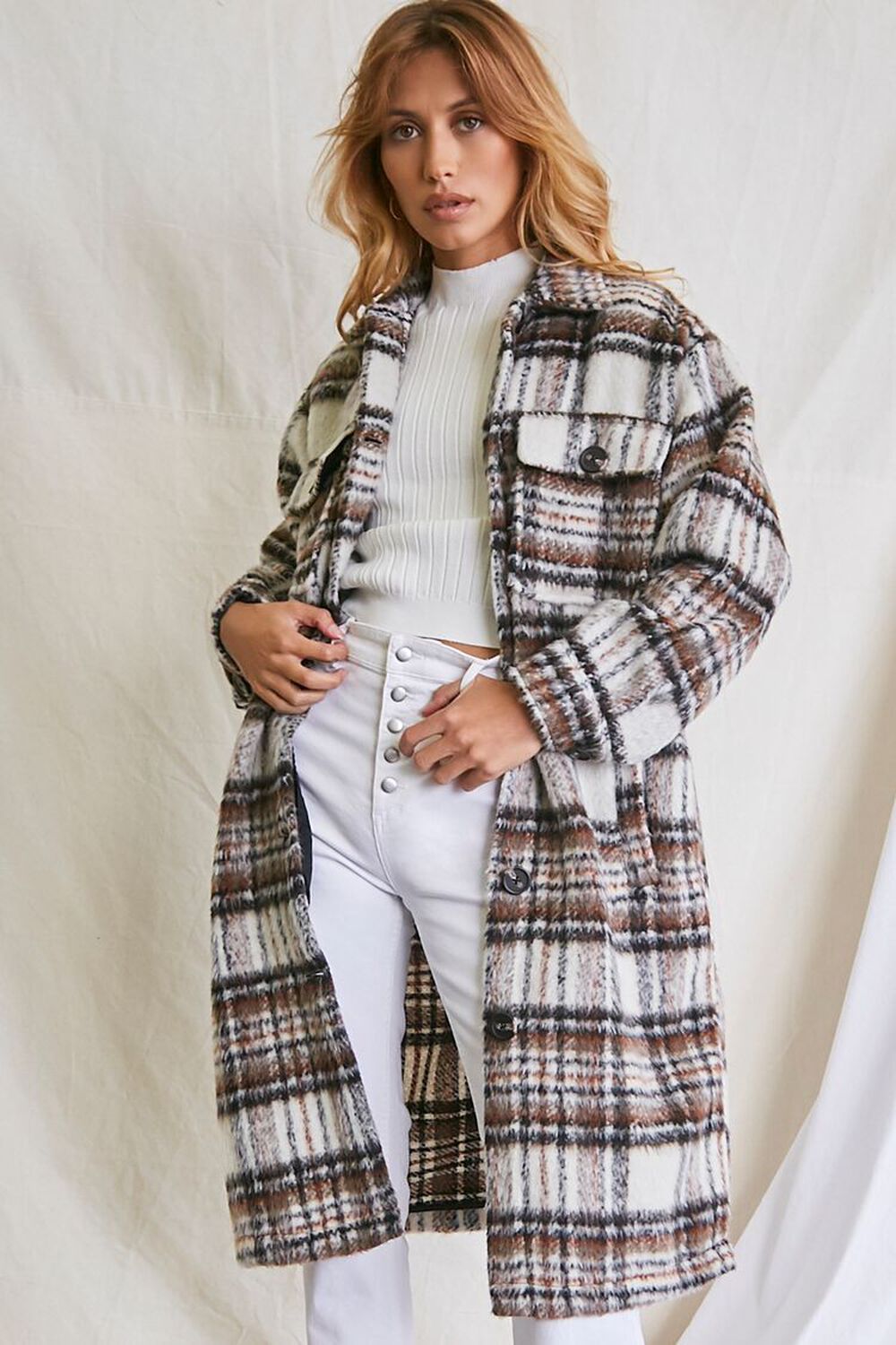 Plaid Buttoned Duster Jacket | Forever 21 (US)