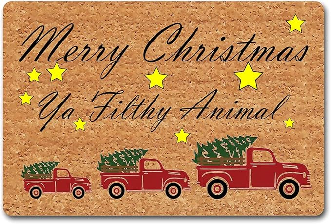 Funny Welcome Mat with No Slip Rubber Back 15.7"(W) x 23.7"(L) Merry Christmas Ya Filthy Animals ... | Amazon (US)