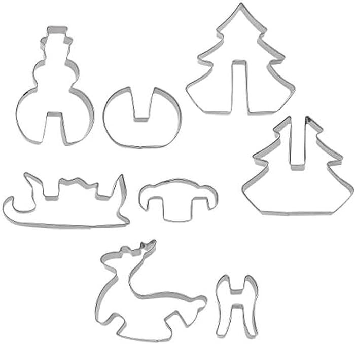 Chicago Metallic Christmas Tree 3D Cookie Cutter Set, 12-Piece, Silver | Amazon (US)