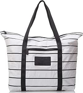 ALOHA Collection Pinstripe Zipper Tote | Lightweight, Packable, and Splash-Proof Beach Tote Bag |... | Amazon (US)