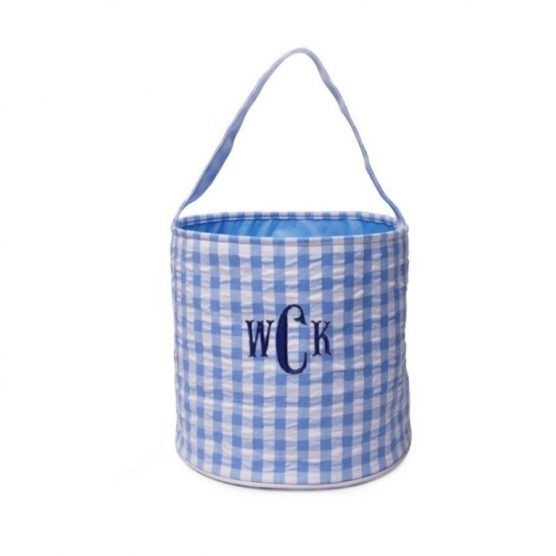 The Bella Bean Shop Personalized Easter Basket Bucket – Blue Gingham | The Tot
