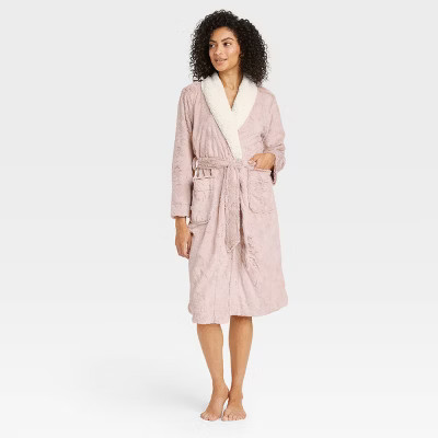 Women's Cozy Faux Fur Robe - Stars Above™ Pink XS/S | Target