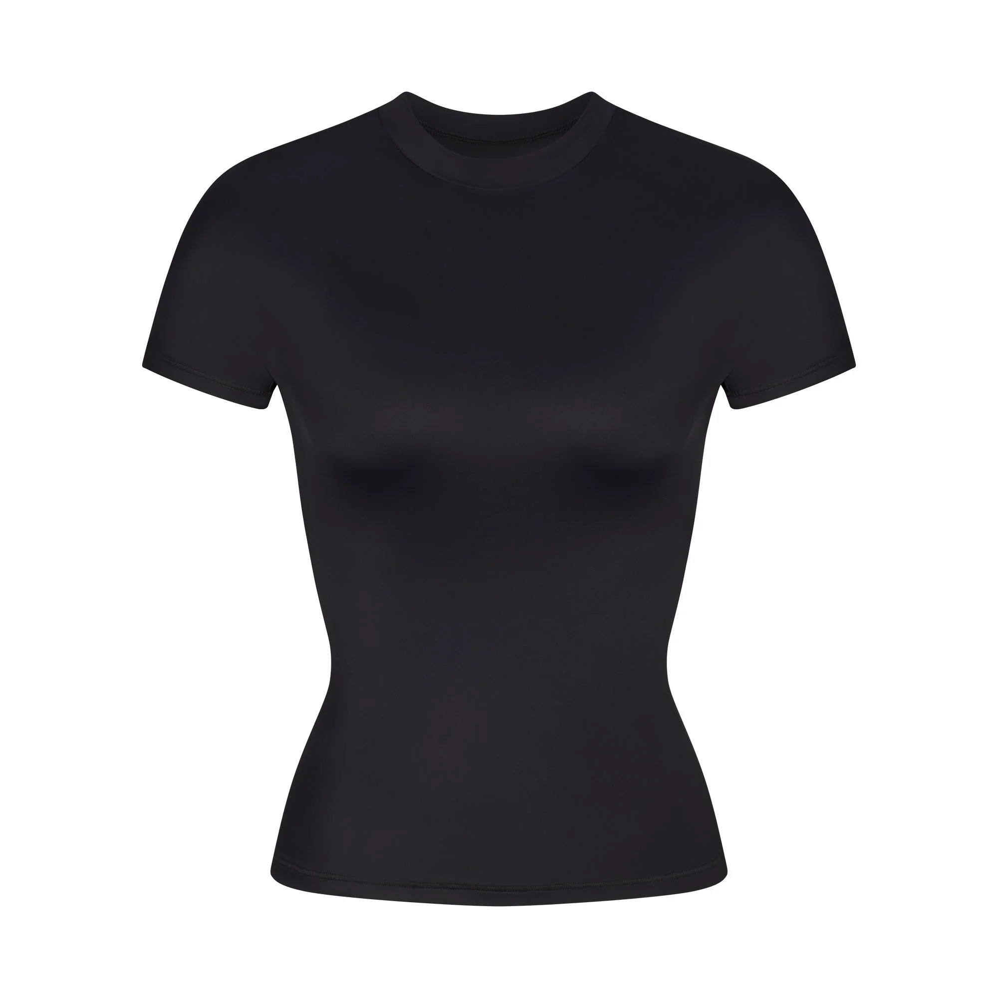 SKIMS Short Sleeve Mock Neck Top | Black | XS | NikeSKIMS Shine | SKIMS (US)