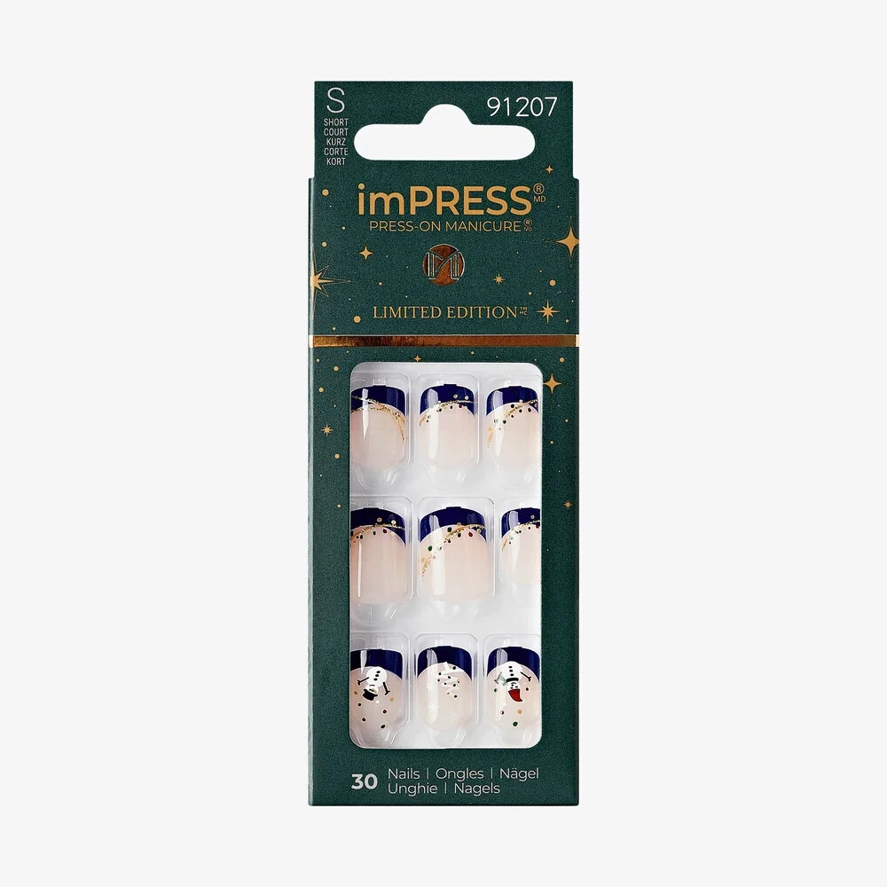 imPRESS Holiday Press-On Nails, Very Merry, Blue, Short Length, Square Shape, 30 Ct. | Walmart (US)