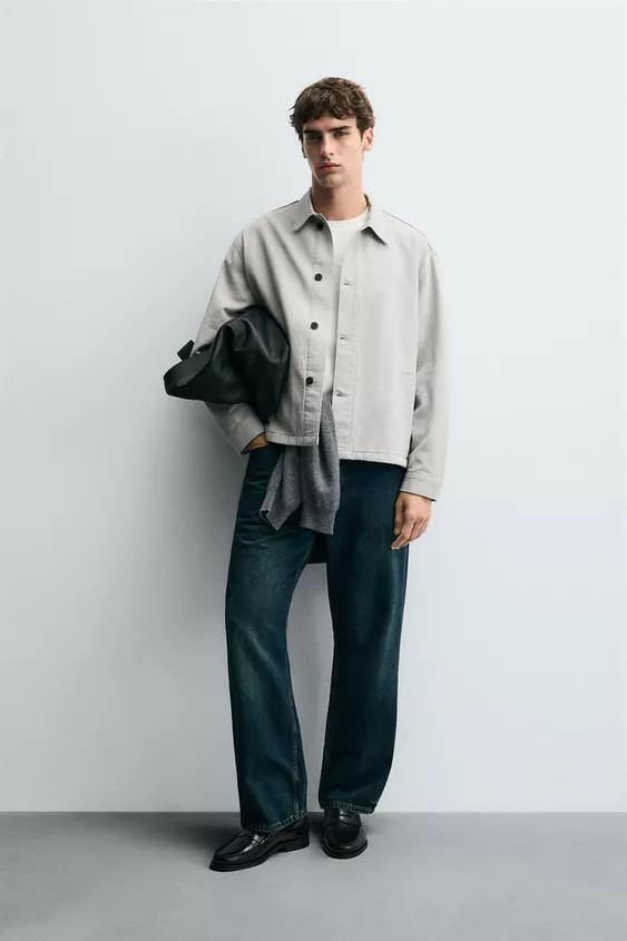 HERRINGBONE BOXY FIT OVERSHIRT | Zara US