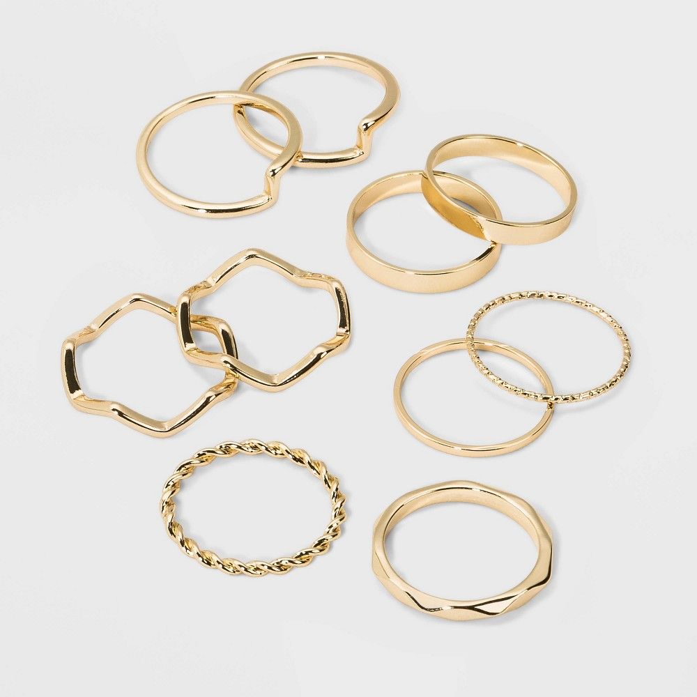 Casted Metal Multi Ring Set 10pc - Wild Fable Gold, Women's | Target