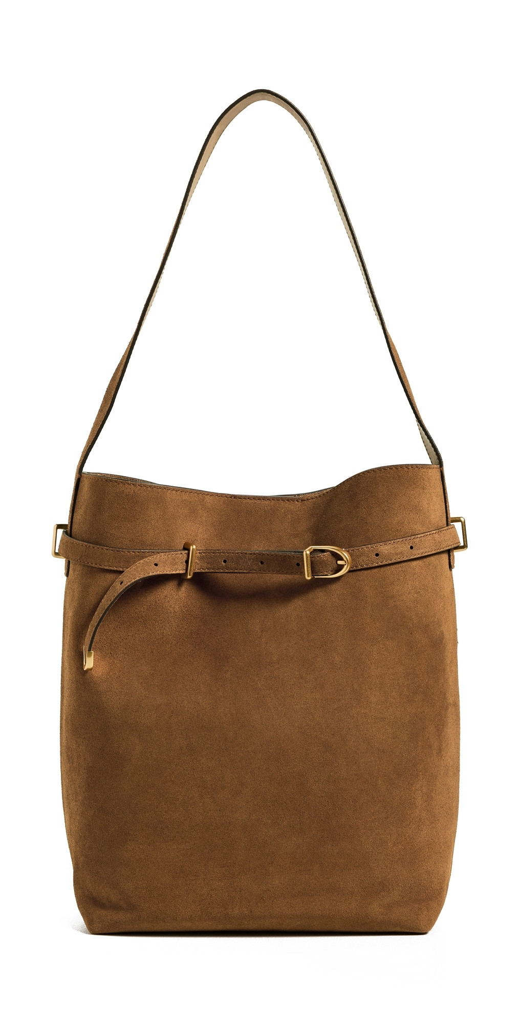 Madewell The Essential Belted Bucket Tote In Suede Dried Acorn One Size | Shopbop