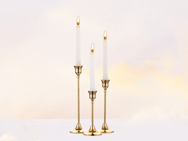 NUPTIO 3 Pcs Brass Gold Metal Taper Candle Holders Candlestick Holders, Vintage Modern Decorative Ce | Amazon (UK)