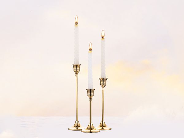 NUPTIO 3 Pcs Brass Gold Metal Taper Candle Holders Candlestick Holders, Vintage Modern Decorative Ce | Amazon (UK)