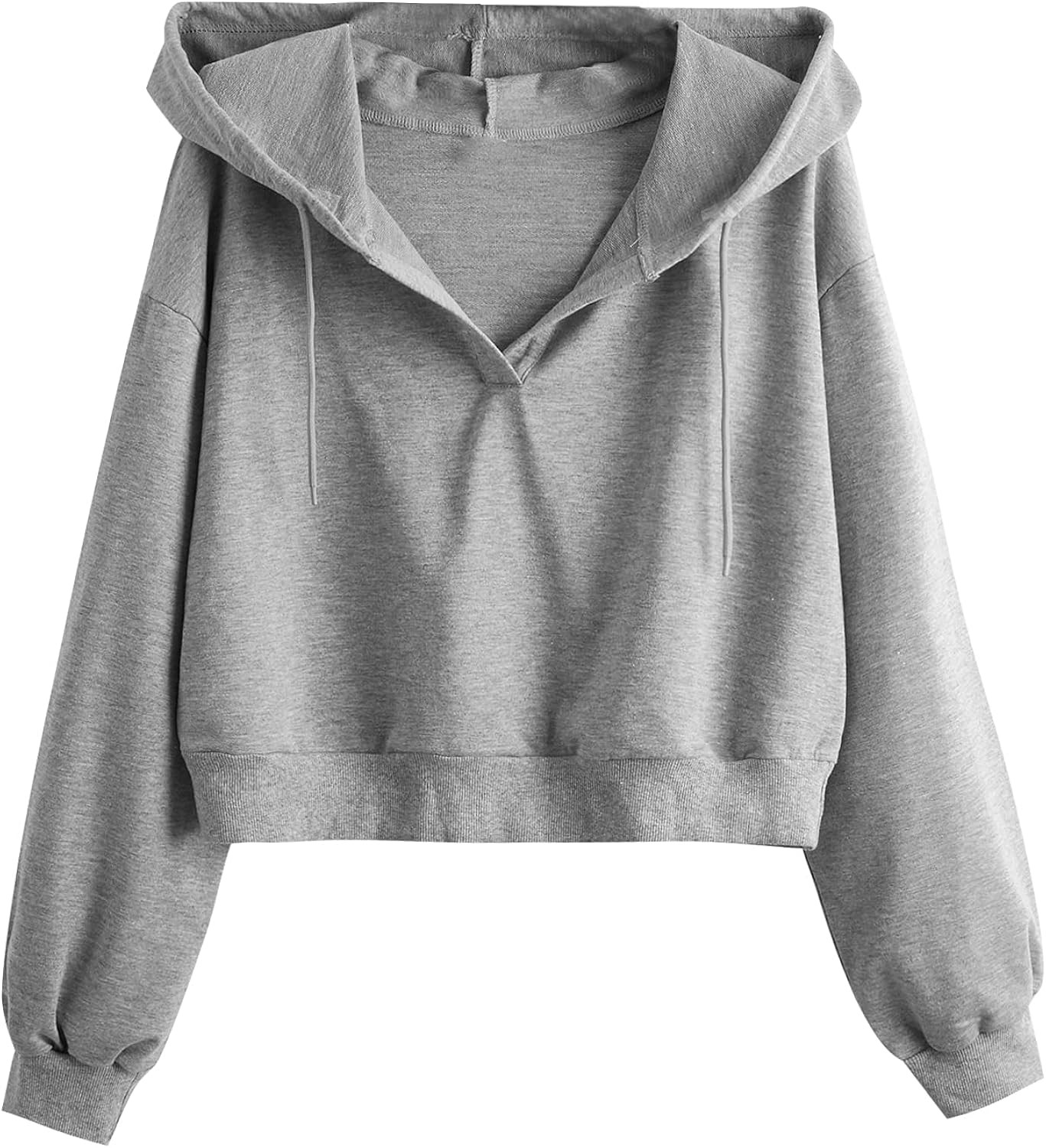 Verdusa Women's Long Sleeve Drop Shoulder Drawstring Crop Hoodie Sweatshirt | Amazon (US)
