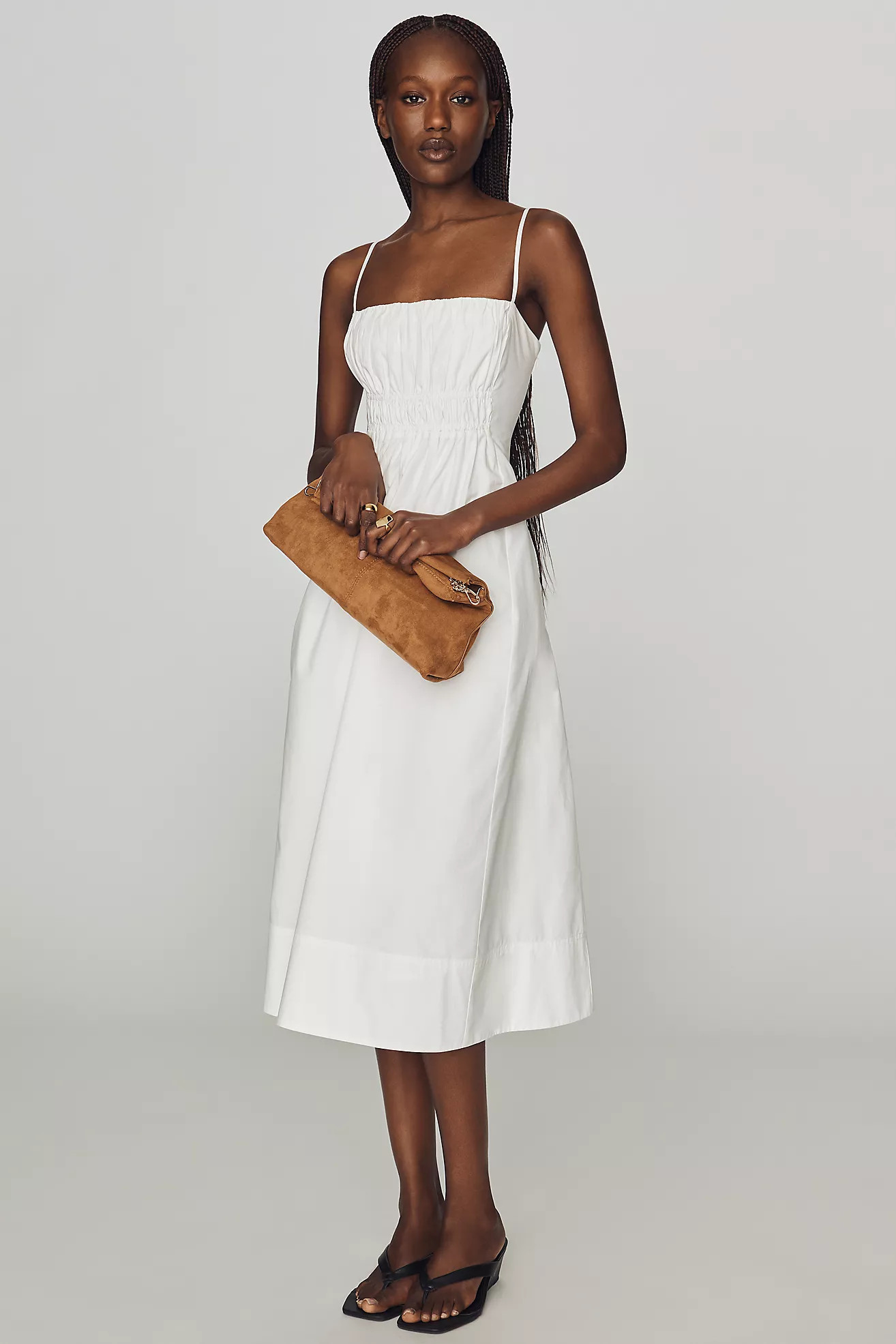 Maeve Cotton Ruched Midi Dress | Anthropologie (US)