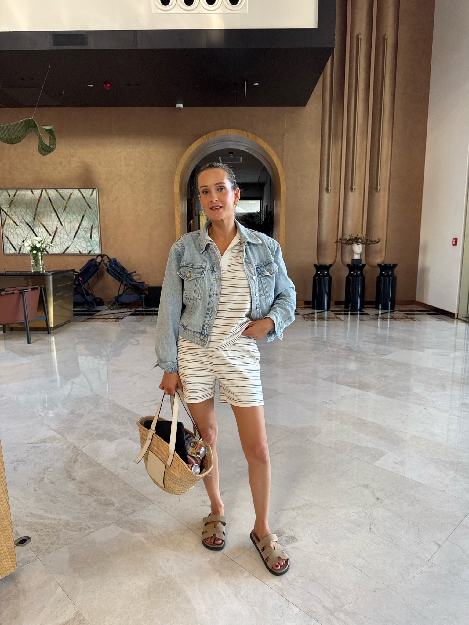 Airport outfit. Love this striped shorts co ord. paired it with my trusty sandal and denim jacket

#LTKuk #LTKsummer
