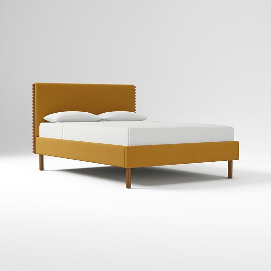 Josephine Bed Full Pack Performance Velvet Dijon Dark Walnut | West Elm (US)