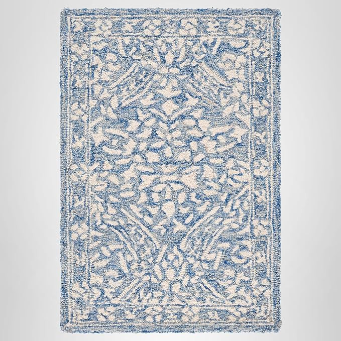 SAFAVIEH Micro-Loop Collection Accent Rug - 2' x 3', Blue & Ivory, Handmade French Country Wool, ... | Amazon (US)