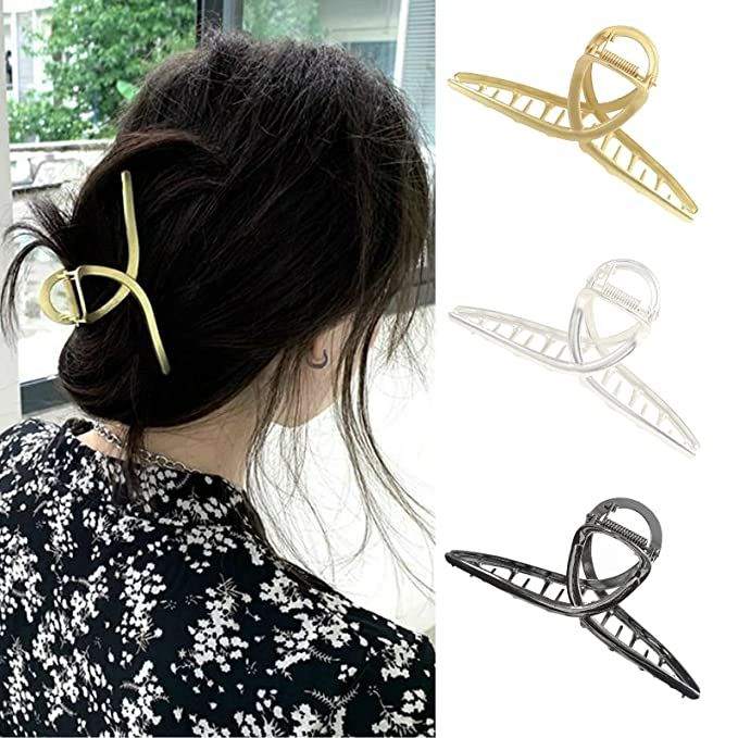 Claw Hair Jaw Clips Barrettes - 3 Pcs No Slip Claw Clip Hair Clamp Grips for Women Girls Jaw Clip... | Amazon (US)