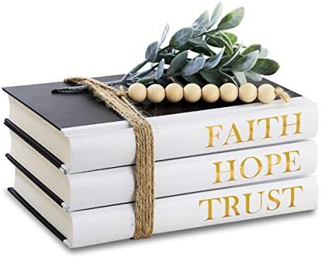 Hardcover Decorative Book,Modern Hardcover Decorative Books,FAITH|HOPE|TRUST(Set of 3) Stacked Bo... | Amazon (US)