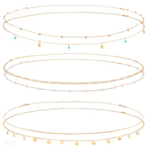 6 Pcs Gold Waist Chain Body Chain Belly Chain Body Jewelry for Women Gold Body Chain Waist Chains for Women Adjustable Bikini Belly Chain Gold Chain Belt | Amazon (US)
