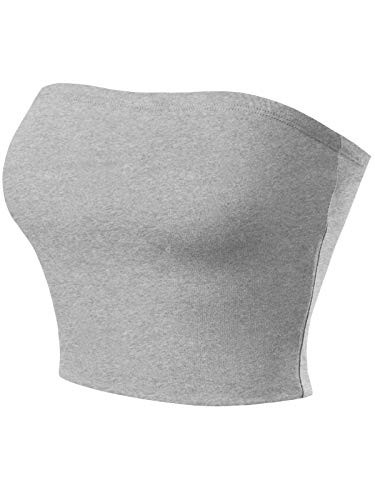 MixMatchy Women's Strapless Tube Tops Basic Bandeau Crop Sleeveless Backless Casual Sexy Going Out Tops Summer 2026 Heather Grey L | Amazon (US)