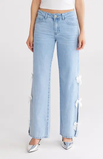 FLYING ANGEL Bow Covered Slit Wide Leg Jeans | Nordstromrack | Nordstrom Rack
