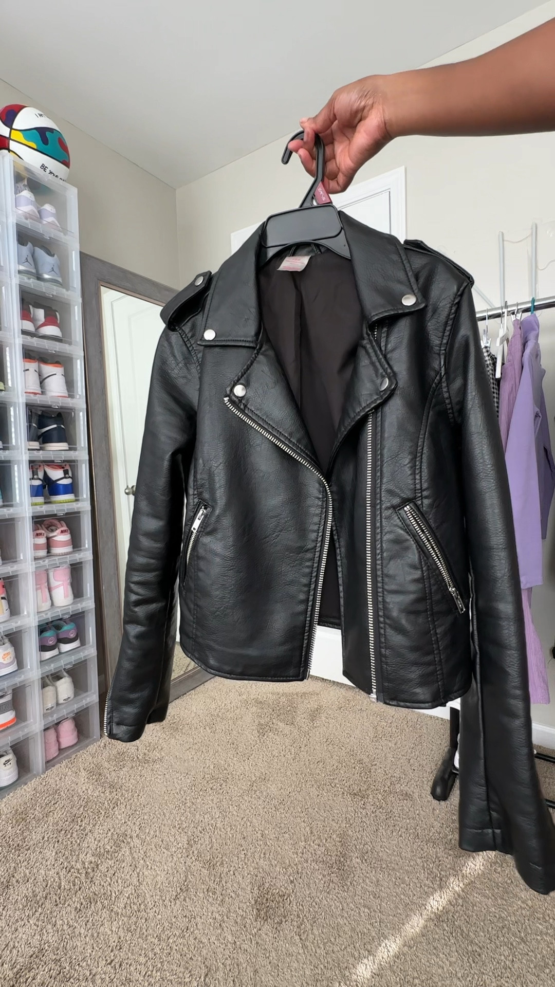 Black faux leather biker jacket 

#LTKSeasonal #LTKFindsUnder50 #LTKStyleTip