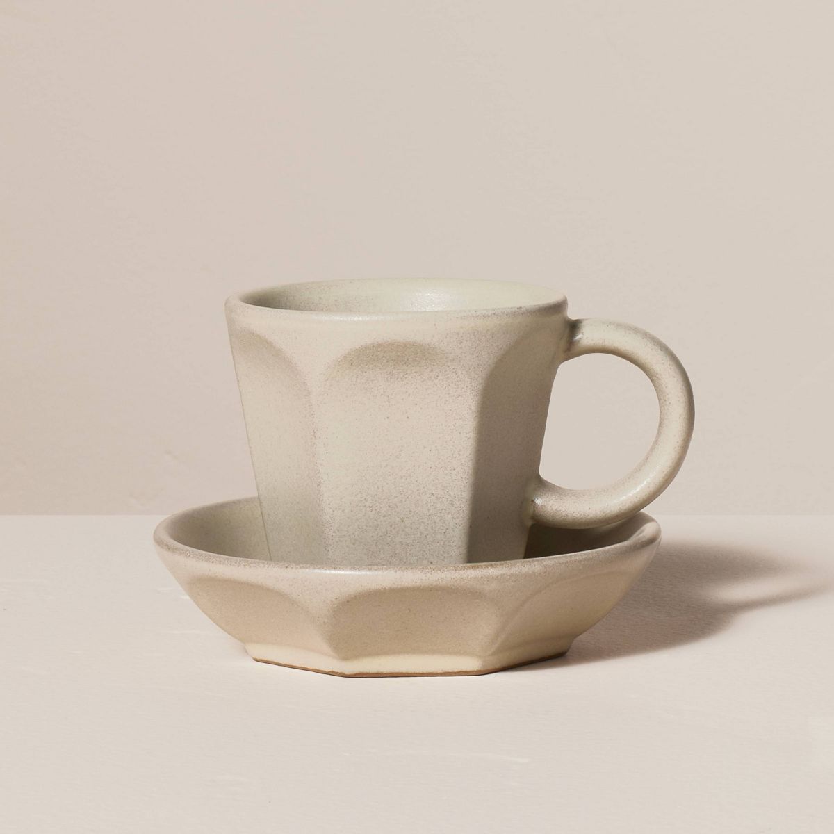 3.5oz Fluted Stoneware Espresso Cup & Saucer  - Hearth & Hand™ with Magnolia | Target