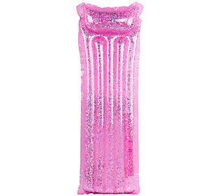Northlight 67" Inflatable Pink Glitter Pool Lou nge Float | QVC