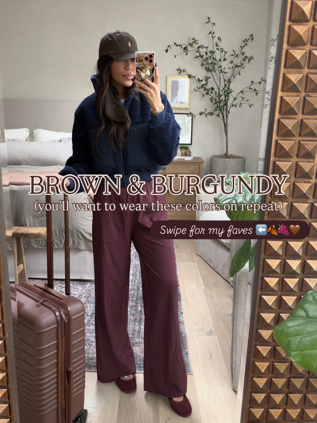 🍇🤎 Burgundy and brown are officially the new black and beige this fall. These rich shades feel elevated, cozy, and so easy to style. 

Here’s how I’m wearing them this season:

1. Comfy mules with dark brown or burgundy leggings (Steve Madden find you’ll love).

2. Elegant brown plum maxi dress — the perfect fall wedding guest outfit, styled with silver accessories.

3. Cozy Cabernet sweatshirt with jeans and shearling clog slippers for an effortless everyday fall outfit.

4. Amazon suede jacket styled with wide-leg denim or brown jeans + a black top.

5. Amazon Square-toe ballet flats with criss-cross straps (super comfortable and chic, TTS).

6. Oversized Amazon sweater with satin shorts + over-the-knee boots — the ultimate transitional fall look.

7. Plum brown cocktail dress - perfect for weddings, date nights, or going out. True to size wearing medium. 

If you’re looking for fall outfit ideas, wedding guest dresses, or just the best Amazon fashion finds, burgundy + brown is your color combo this year.


 #momstyle #whattowear #zara #amazonfashion