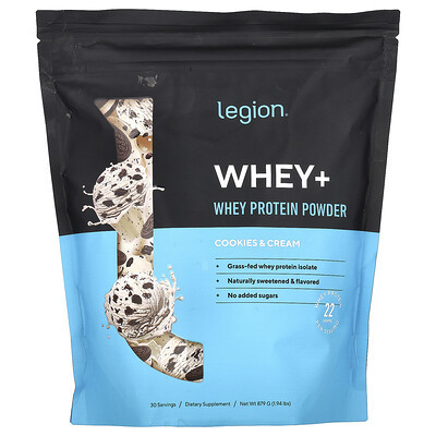 Legion Athletics, Whey+, Whey Protein Powder, Cookies & Cream, 1.94 lbs (879 g) | iHerb