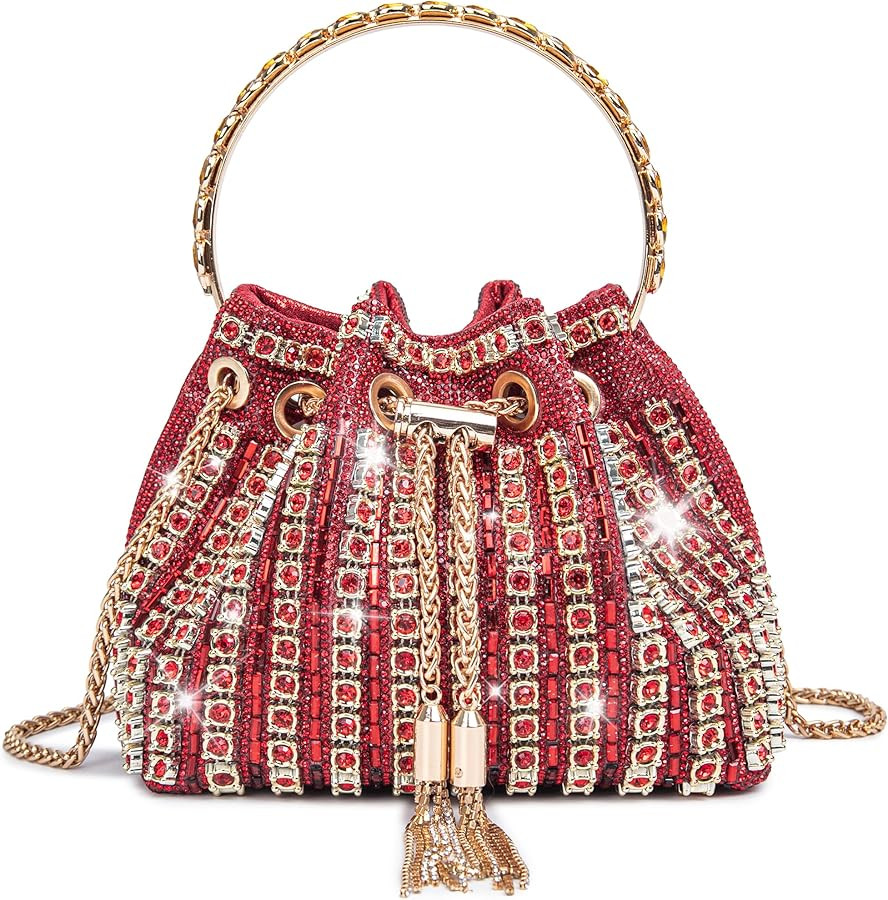 Sparkling Women's Evening Handbags Rhinestone Purse Crossbody Bag Wedding Prom Party Club Purses | Amazon (US)