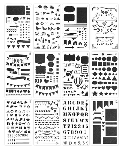 Mr. Pen- Journaling Stencil, 12 Pack, Stencils, 4x7 Inch, Bullet Journaling Supplies, Stencil Set, Journal Stencils, Journal Stencil, Planner Stencils, Bullet Journaling Stencil, Stencils for Planners | Amazon (US)