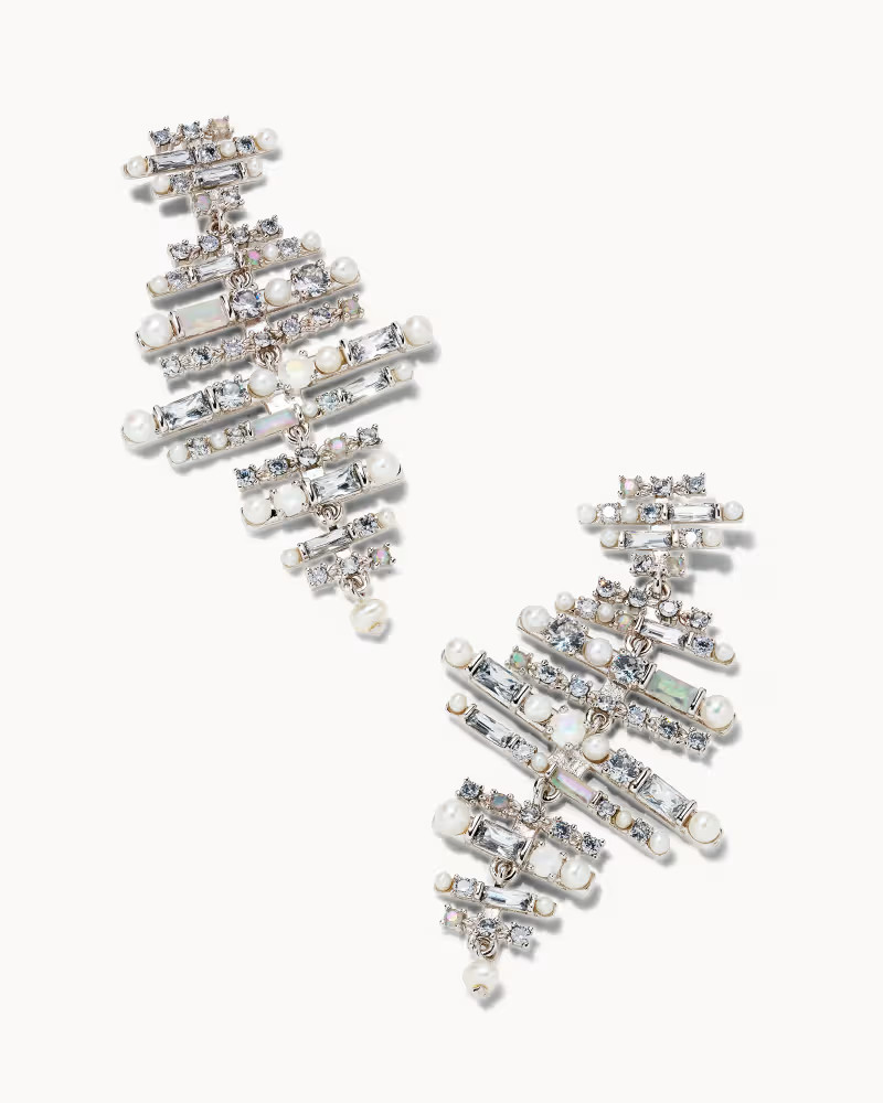 Madelyn Silver Statement Earrings in White Mix | Kendra Scott