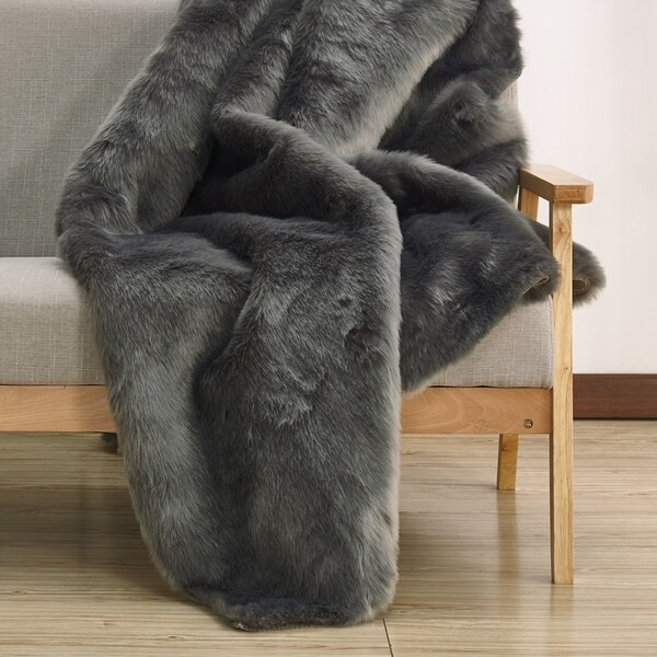 Grey Solid Faux Sheep Fur with Suede Backing - 5' x 7' | Bed Bath & Beyond