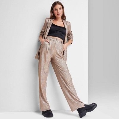 Women's Wide Leg Glitter Trouser Pants - Wild Fable™ Copper | Target