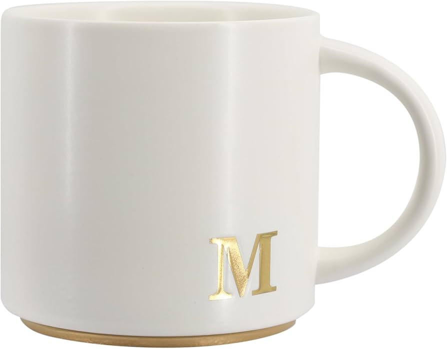 Amazon.com: COLLECTIVE HOME - Monogram Ceramic Mugs, 15 oz Golden Initial Coffee Cups, Elegant Capital Alphabet Tea Mugs, Elegant Personalized Mug with Gift Box, Luxurious Cups for Office and Home (M) : Home & Kitchen | Amazon (US)