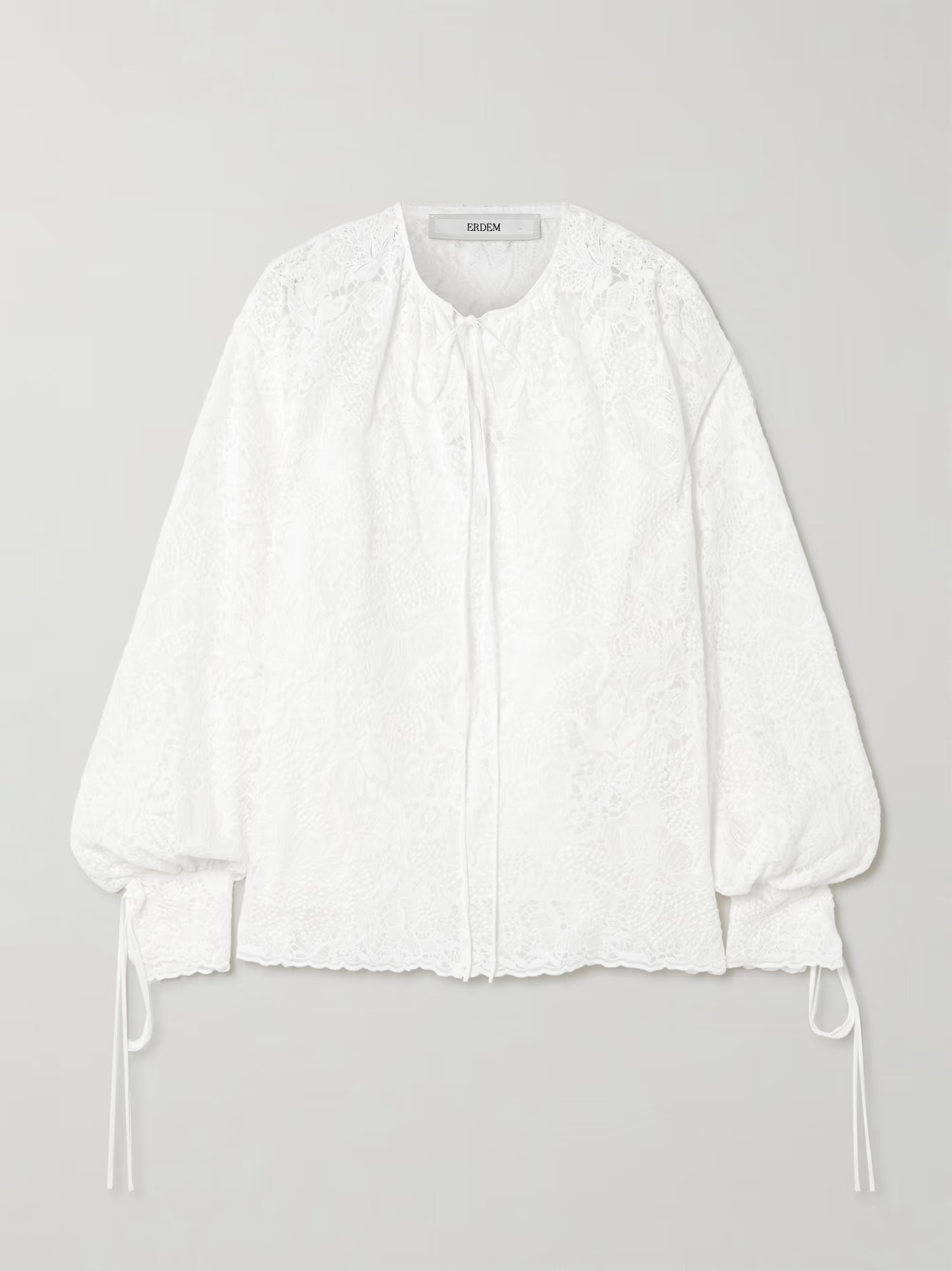 Tie-neck cotton-lace blouse | NET-A-PORTER (US)