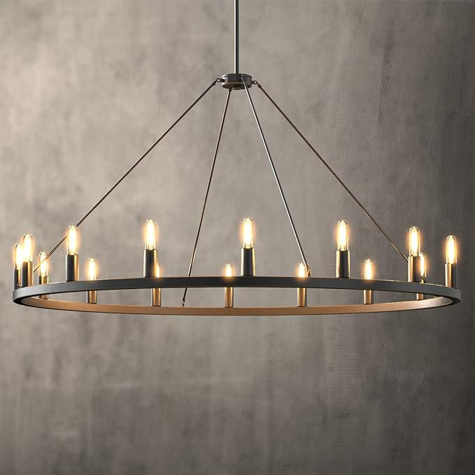 7 PANDAS Large Round Kitchen Island Light, 47" 16-Light Farmhouse Wagon Wheel Chandelier for Kitc... | Amazon (US)