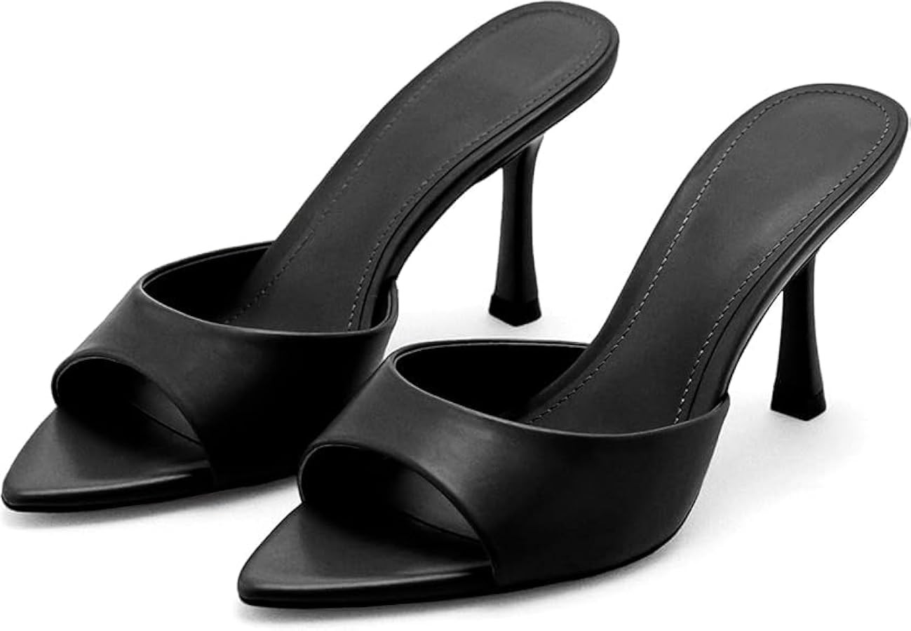 Wnshonzy Heeled Sandals For Women Pointed Open Toe High Heels Stiletto Pumps Mule Slip on Sexy Tr... | Amazon (US)
