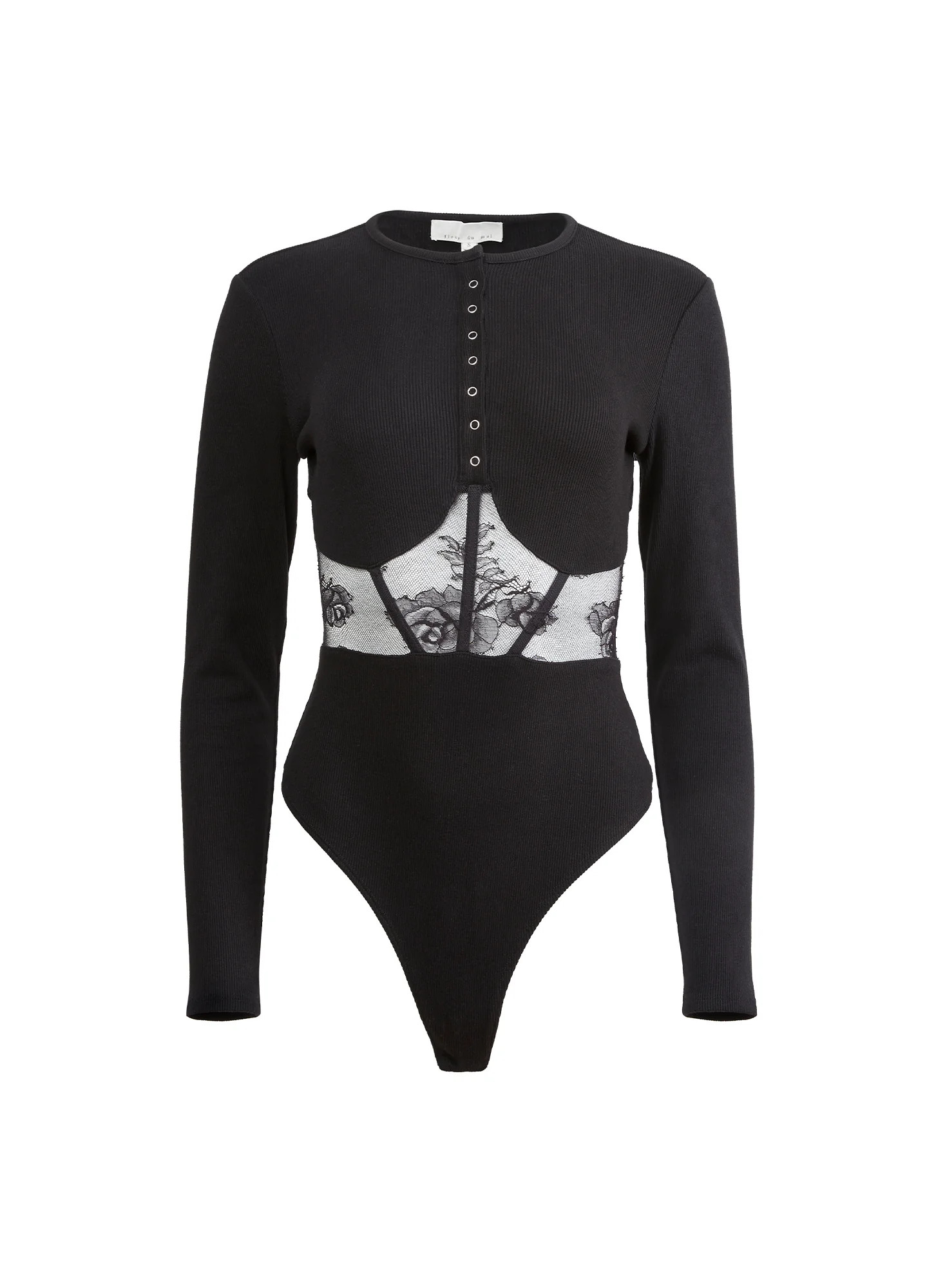 Fleur du Mal Rib & Bouquet Lace Underbust Bodysuit | Fleur du Mal