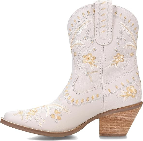 Dingo Womens Primrose Embroidered Floral Snip Toe Casual Boots Ankle Mid Heel 2-3" - Black | Amazon (US)