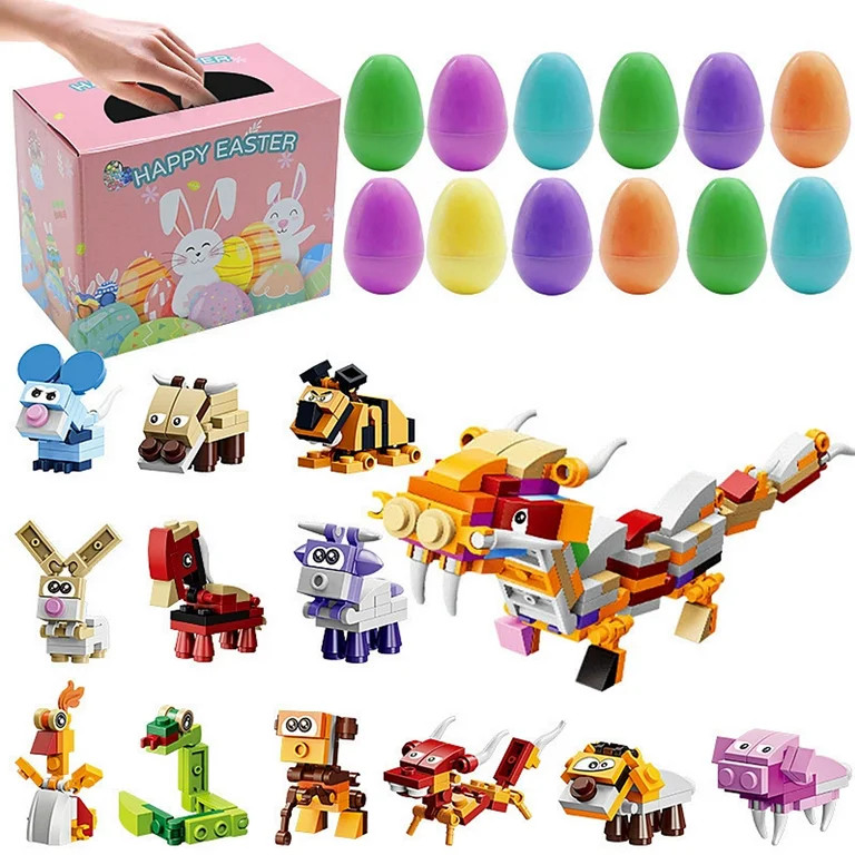 12Pcs PreFilled Easter Eggs with Animals Building Blocks, 12 in 1 Egg Surprise Toys Set for Kids ... | Walmart (US)