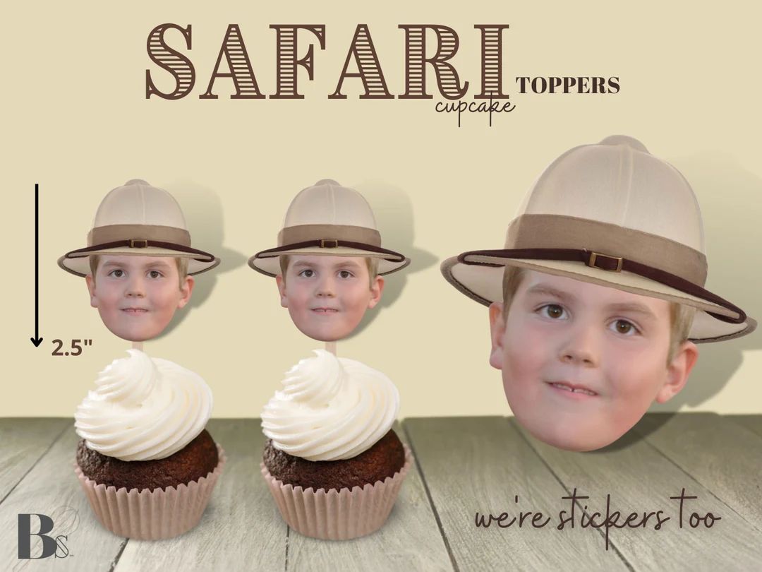 Two Wild Safari Hat Zoo Dinosaur Adventure Birthday Themed Cupcake Treat Topper Stickers T rex | Etsy (US)