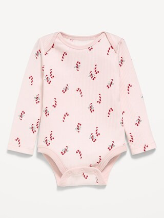 Printed Long-Sleeve Ribbed Bodysuit for Baby | Old Navy (US)